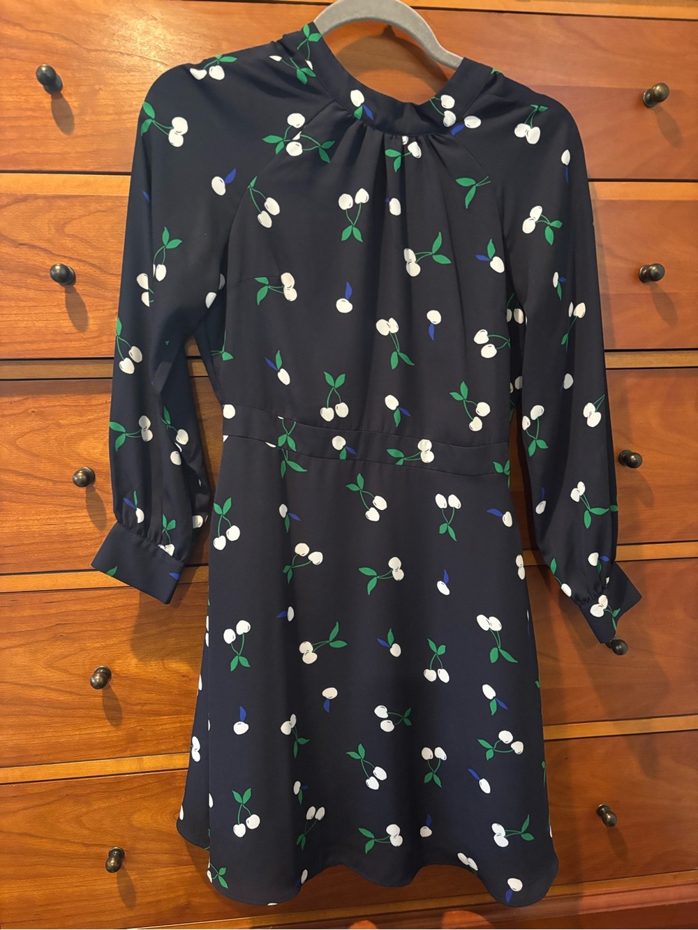 Banana Republic Navy Floral-Print Long Sleeve Dress